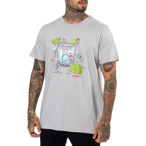 Camiseta Masculina Okdok Artistic Classic Skull Limonada CINZA-1250204- -1-